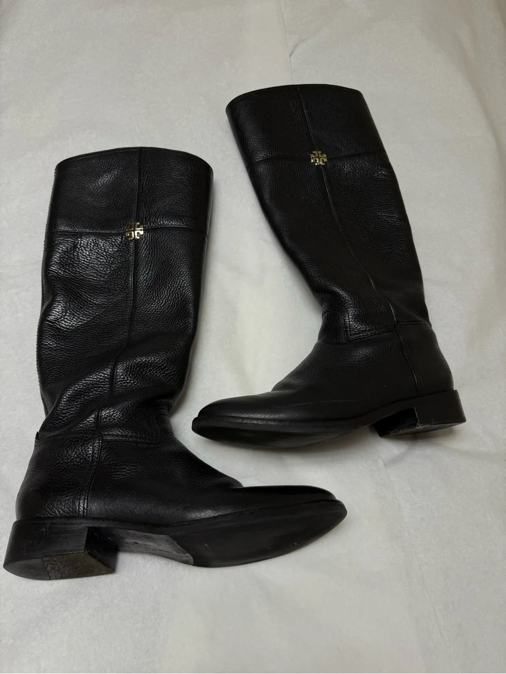 Tory Burch Black Jolie Pebbled Leather Over-the-Knee Riding Boots▪️
